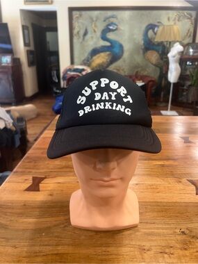Unk Black Trucker Hat "Support Day Drinking"